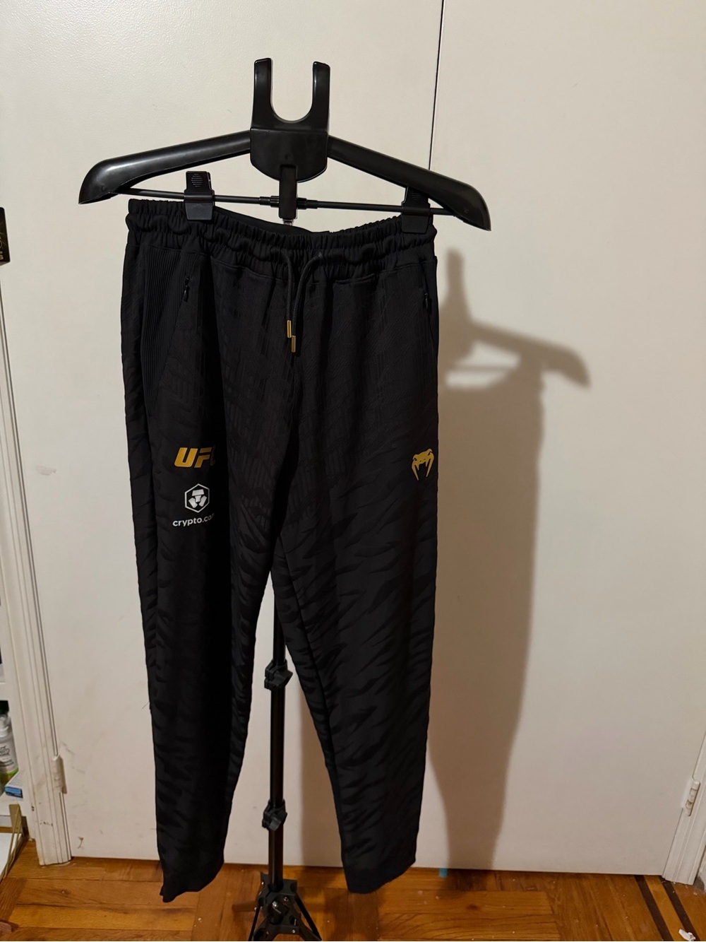 UFC Black Men Athletic Joggers with Yellow Logo Accents